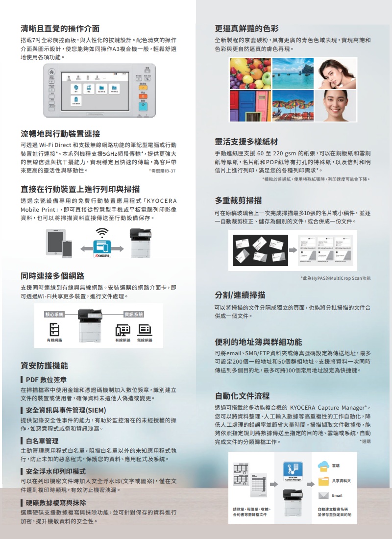 Kyocera ECOSYS MA3500cifx 彩色數位複合機 彩色影印 網路列印 彩色掃描 (傳真 PC-FAX)